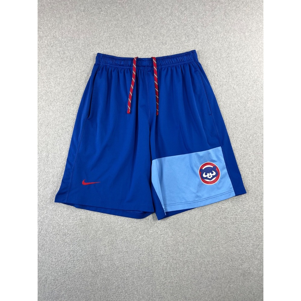 Chicago Cubs Training Shorts MensL Blue MLB Nike Dri Fit Drawstring 10" Inseam